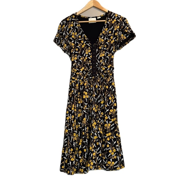 Maeve Dresses & Skirts - Maeve dress by Anthropologie S black and yellow floral swing